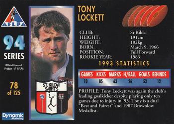 1994 Dynamic AFLPA #78 Tony Lockett Back